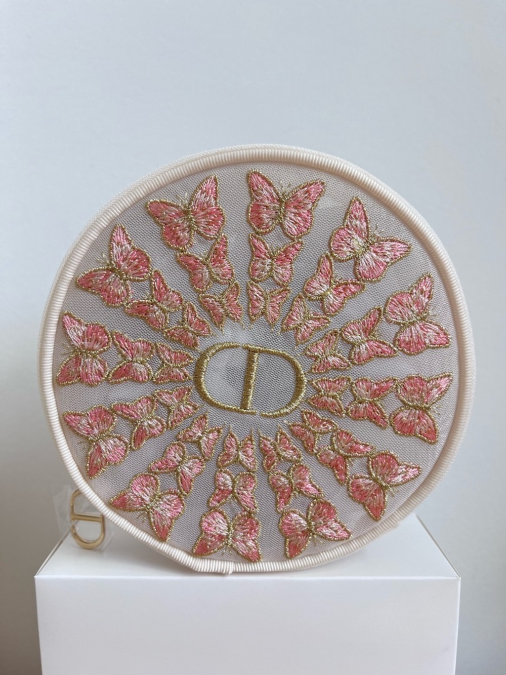 Dior Embroidered Butterfly Round Pouch